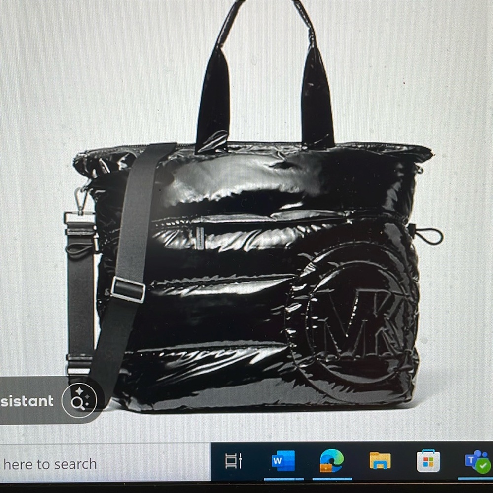 New Michael kors Rae large quilted patent tote bag